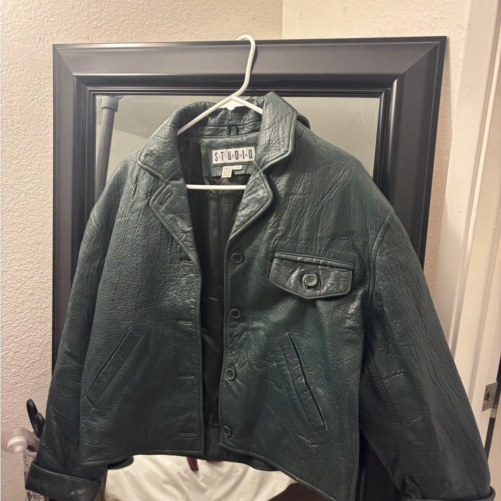Studio 1940 Dark Green Leather Jacket